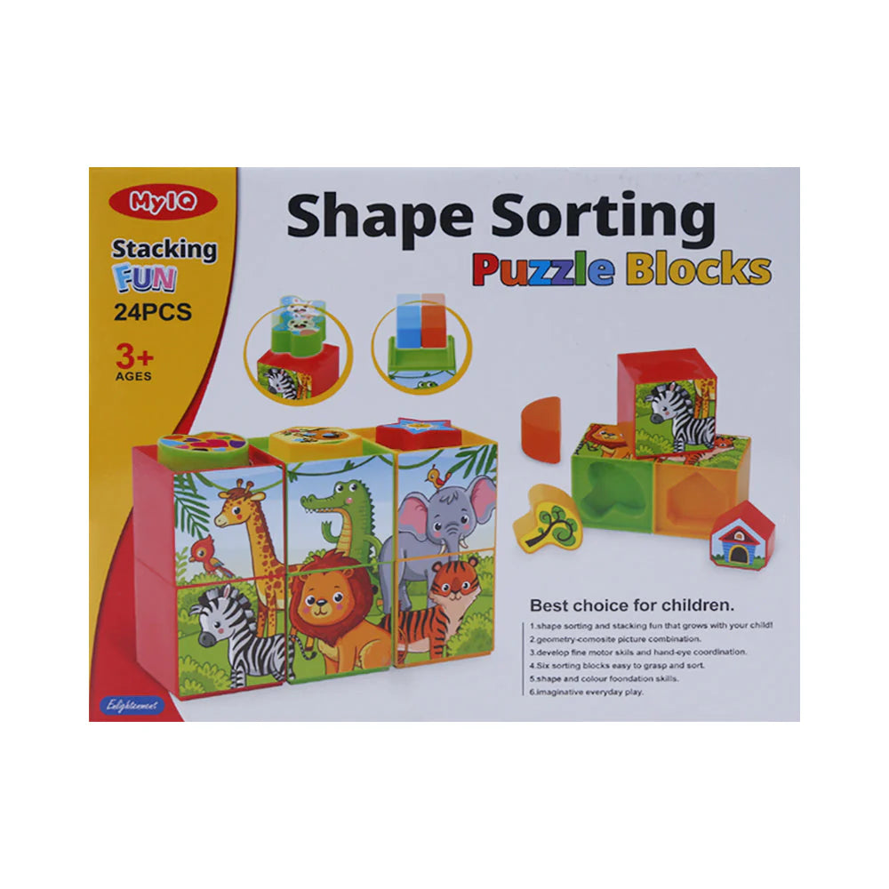 Stacking Fun 24-piece shape sorting puzzle block set