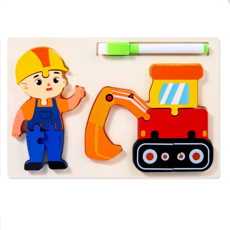 Wooden Puzzle with white board