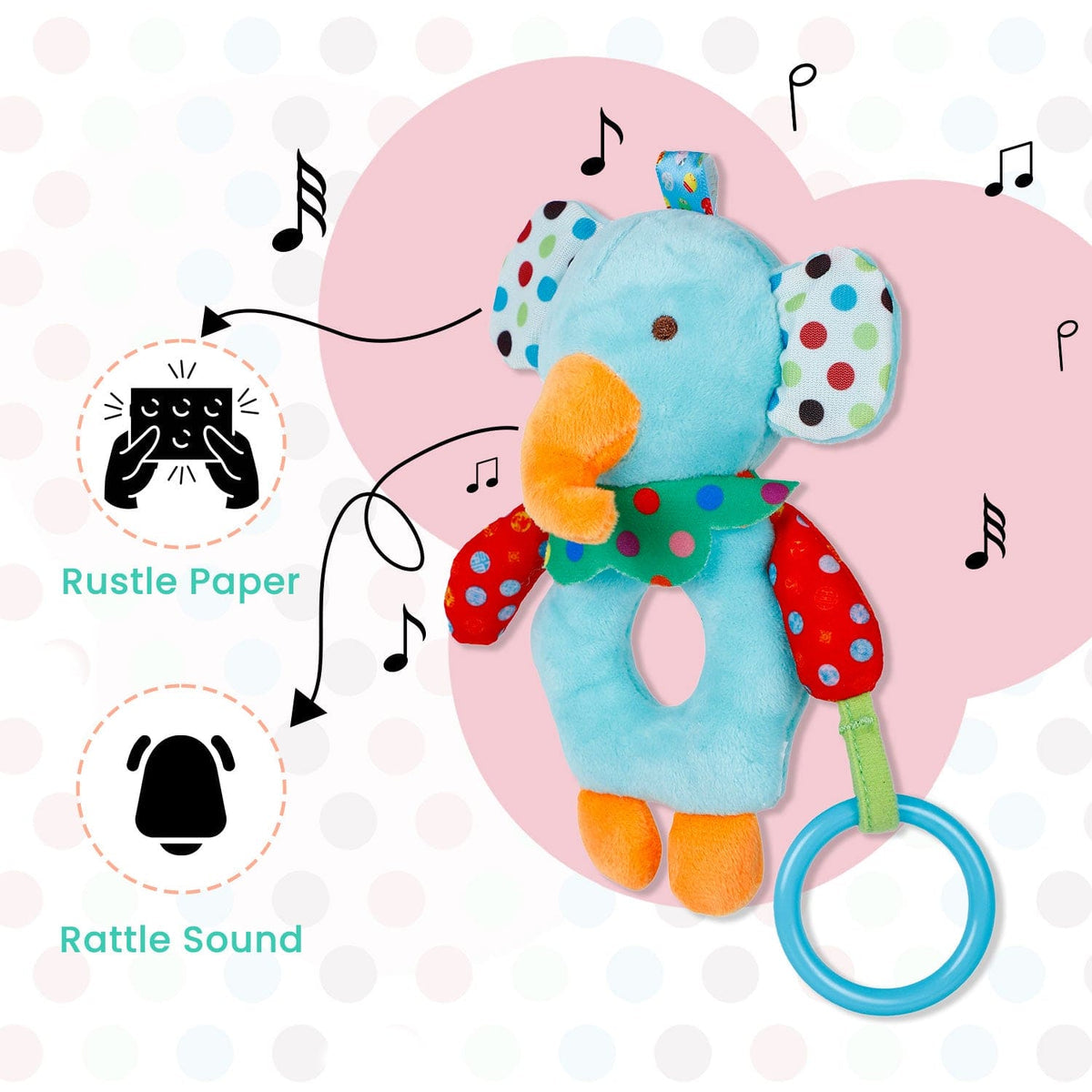 Baby Moo Elephant Rattle Toy