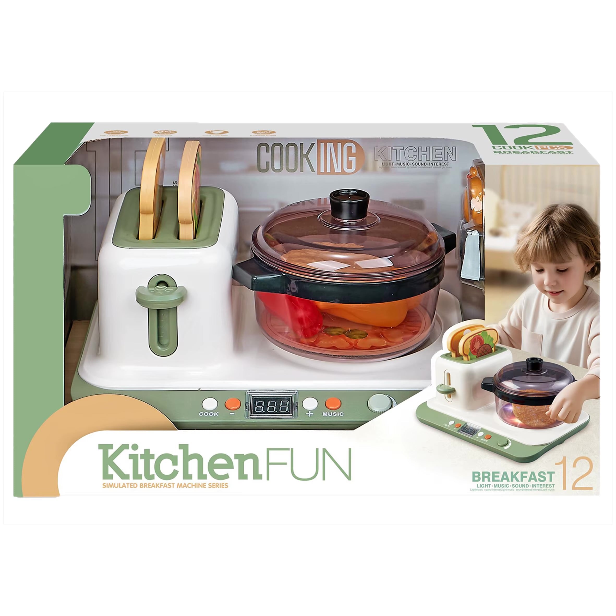 KitchenFun Simulated Breakfast Machine Series (2-in-1 Toaster & Steamer Play Set)