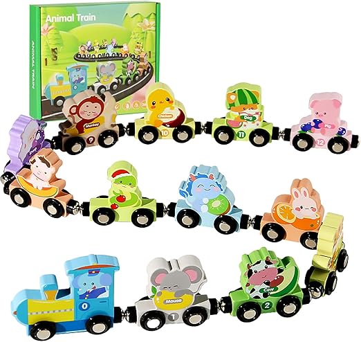 Magnetic Wooden Animals Train Set