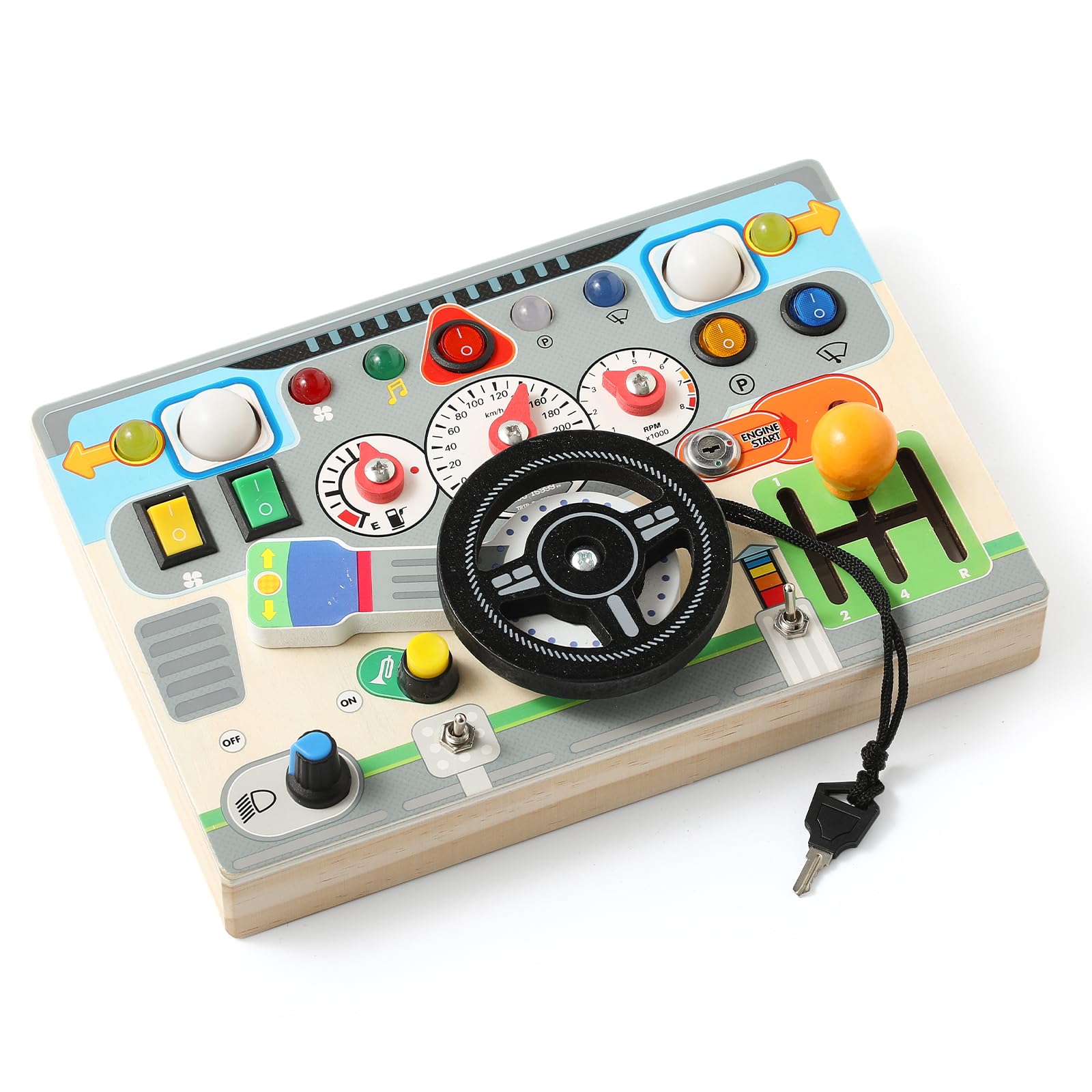 Steering Wheel Montessori Toy Switch Board