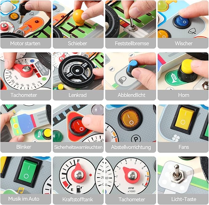 Steering Wheel Montessori Toy Switch Board