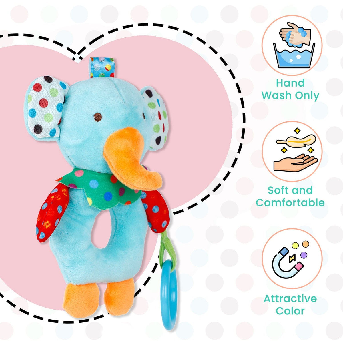 Baby Moo Elephant Rattle Toy
