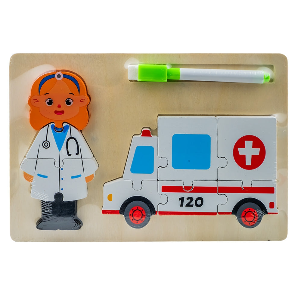 Wooden Puzzle with white board