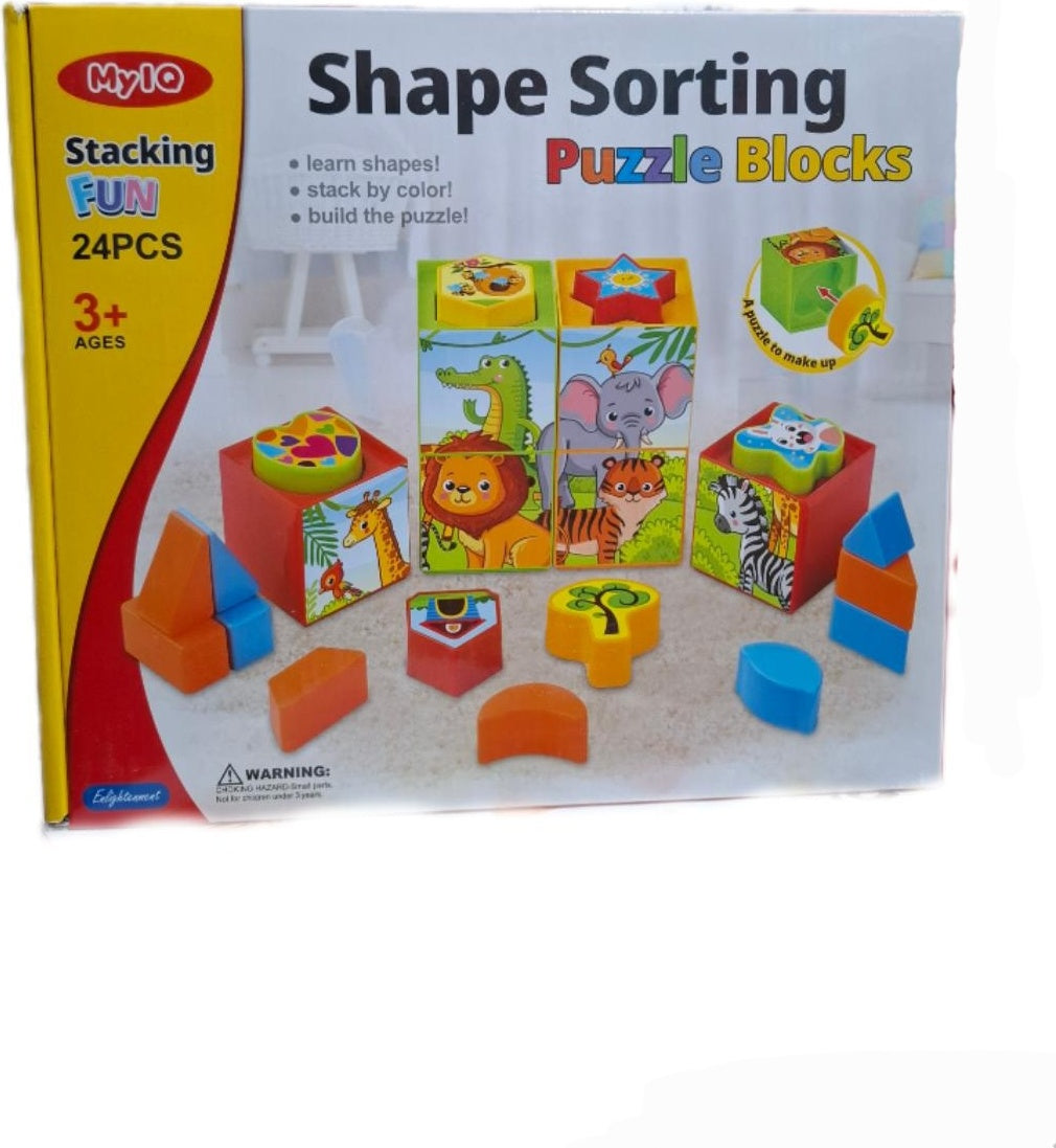 Stacking Fun 24-piece shape sorting puzzle block set