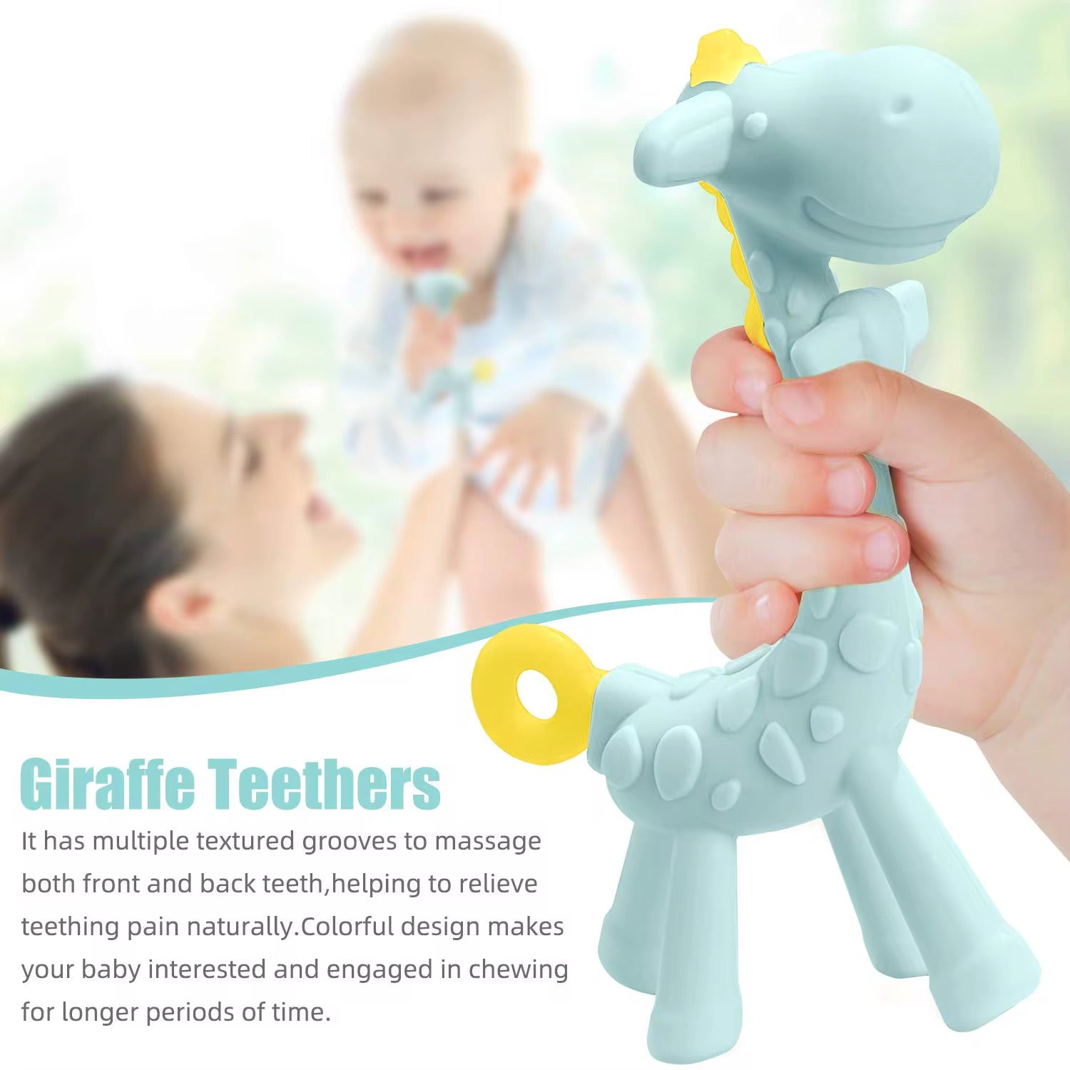 Giraffe silicone teether