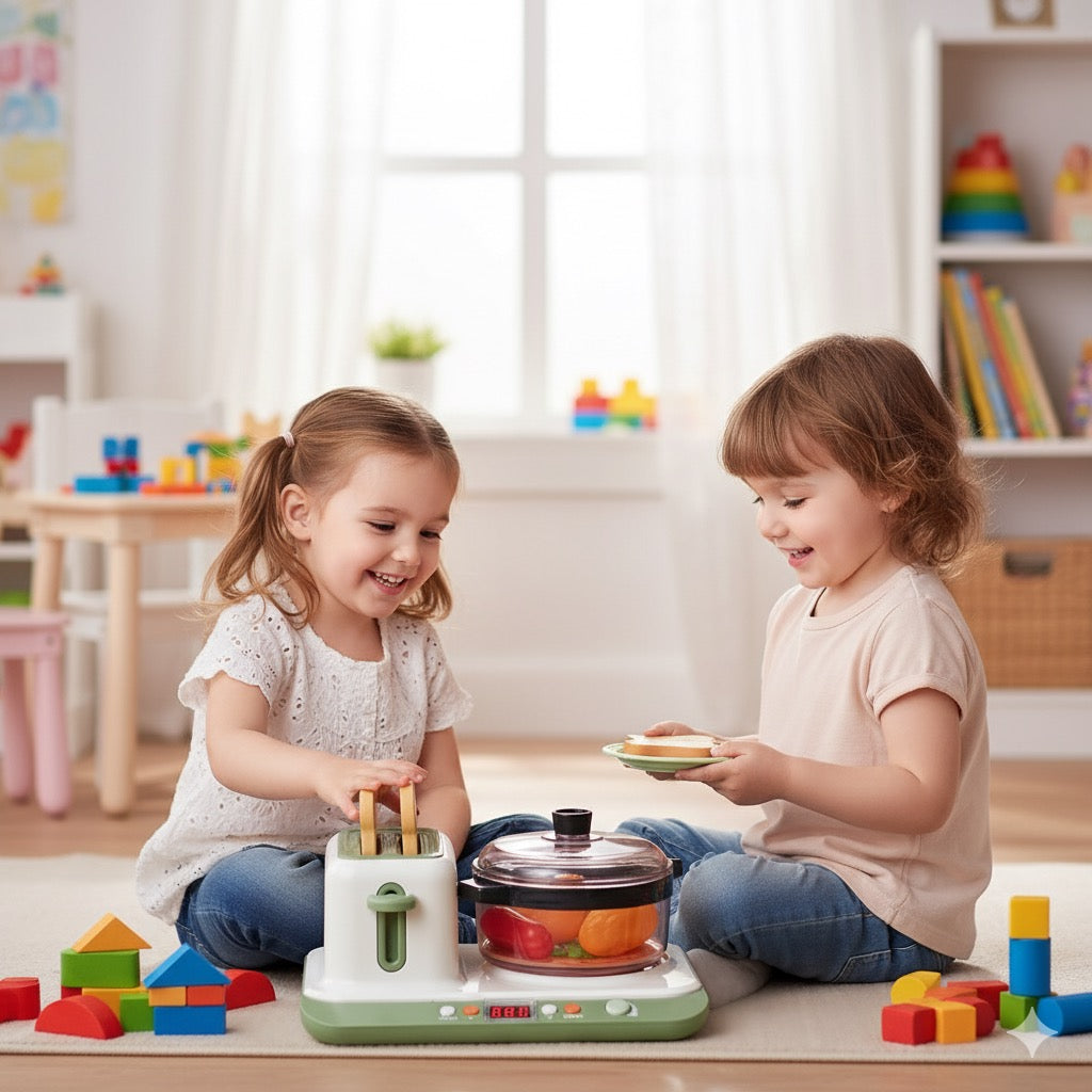 KitchenFun Simulated Breakfast Machine Series (2-in-1 Toaster & Steamer Play Set)