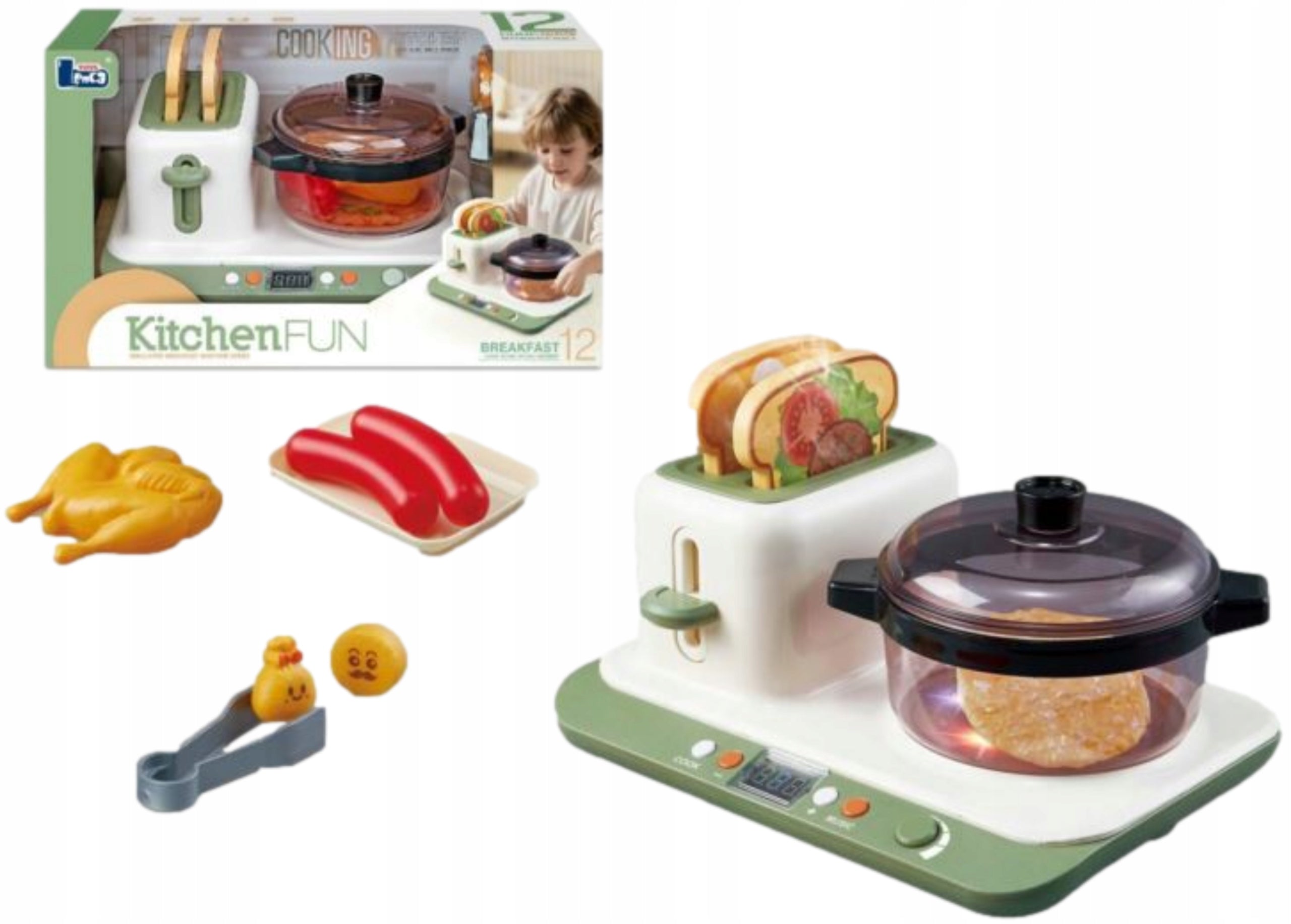 KitchenFun Simulated Breakfast Machine Series (2-in-1 Toaster & Steamer Play Set)