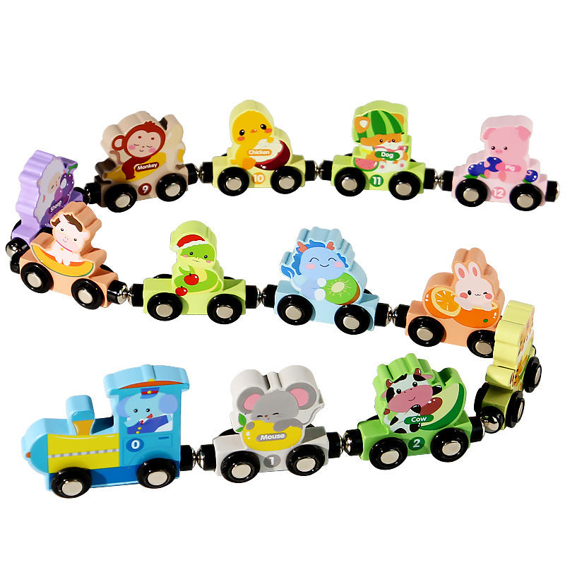 Magnetic Wooden Animals Train Set